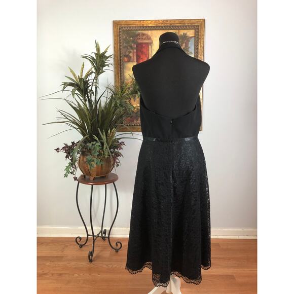 Maggy London Dress Women's 10 Black Halter A Line Lace Cocktail Party Elegant - Picture 5 of 10